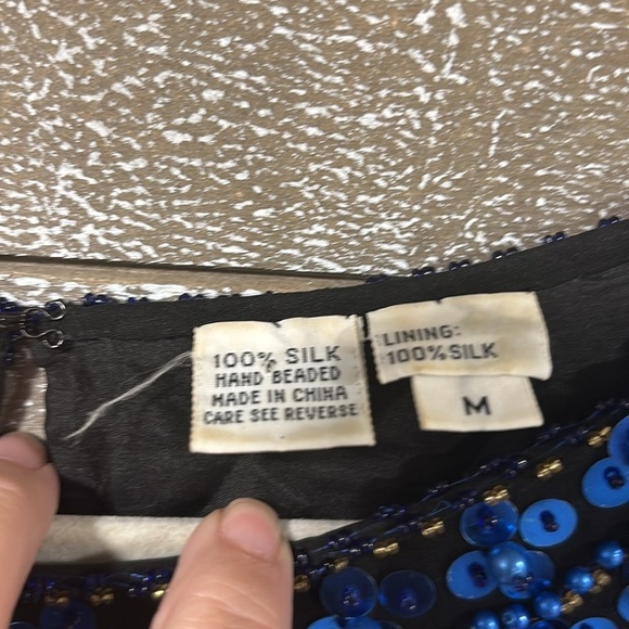 SWEE LO New York 100% Silk & Sequins beaded VTG blouse size M - Picture 11 of 14